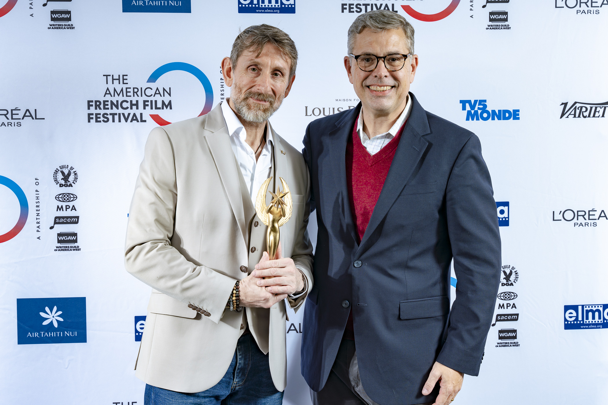 Writer/Director David Hertzog Dessites with MPA representative Stan McCoy – ONCE UPON A TIME MICHEL LEGRAND (winner Best Documentary Award)